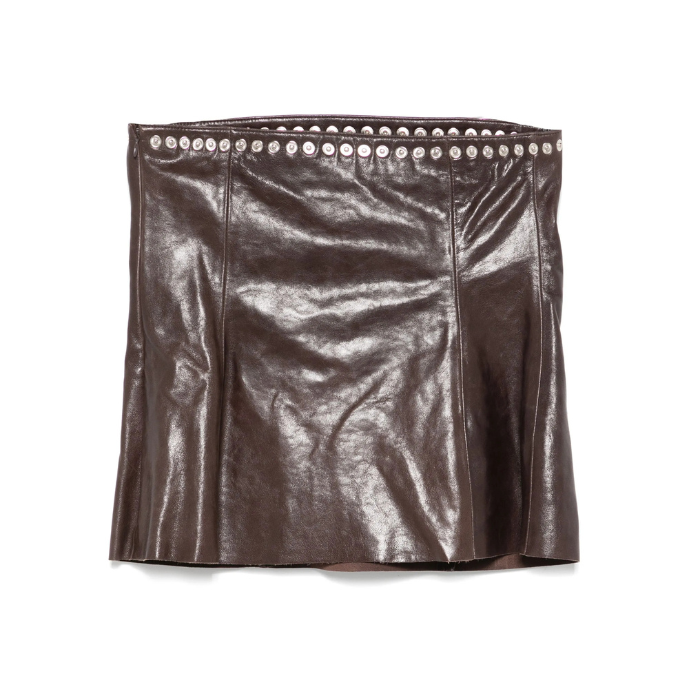 Paloma Wool Leather Mini Skirt In Brown