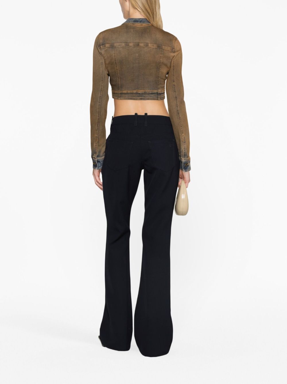 Off-white Virgin Wool Flared Trousers In Black