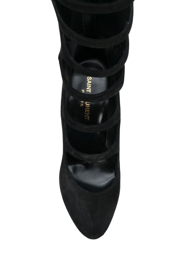 Saint Laurent Cut-out Detail Knee Length Boots In Black