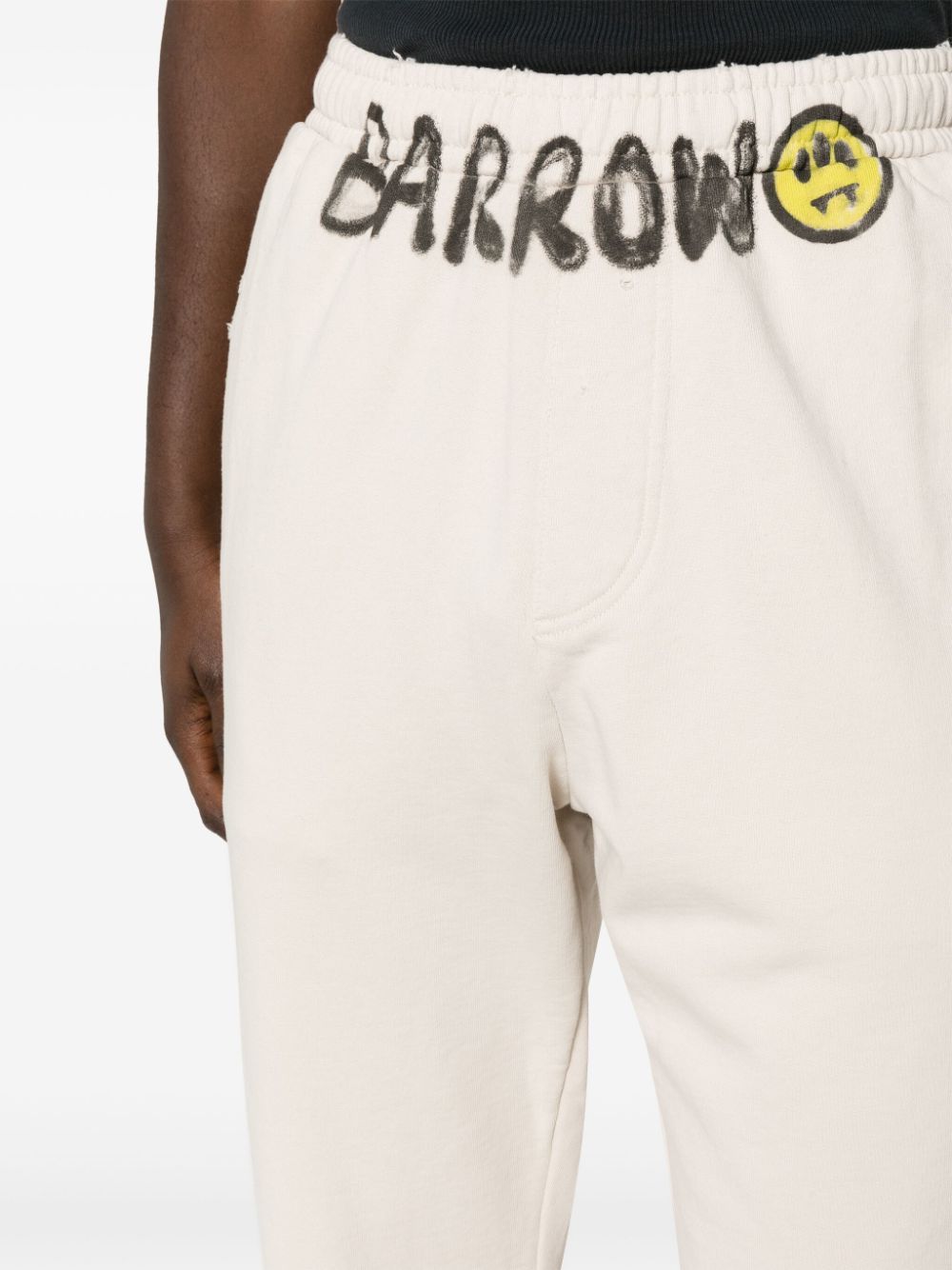 Barrow Logo-print Cotton Track Pants In Brown