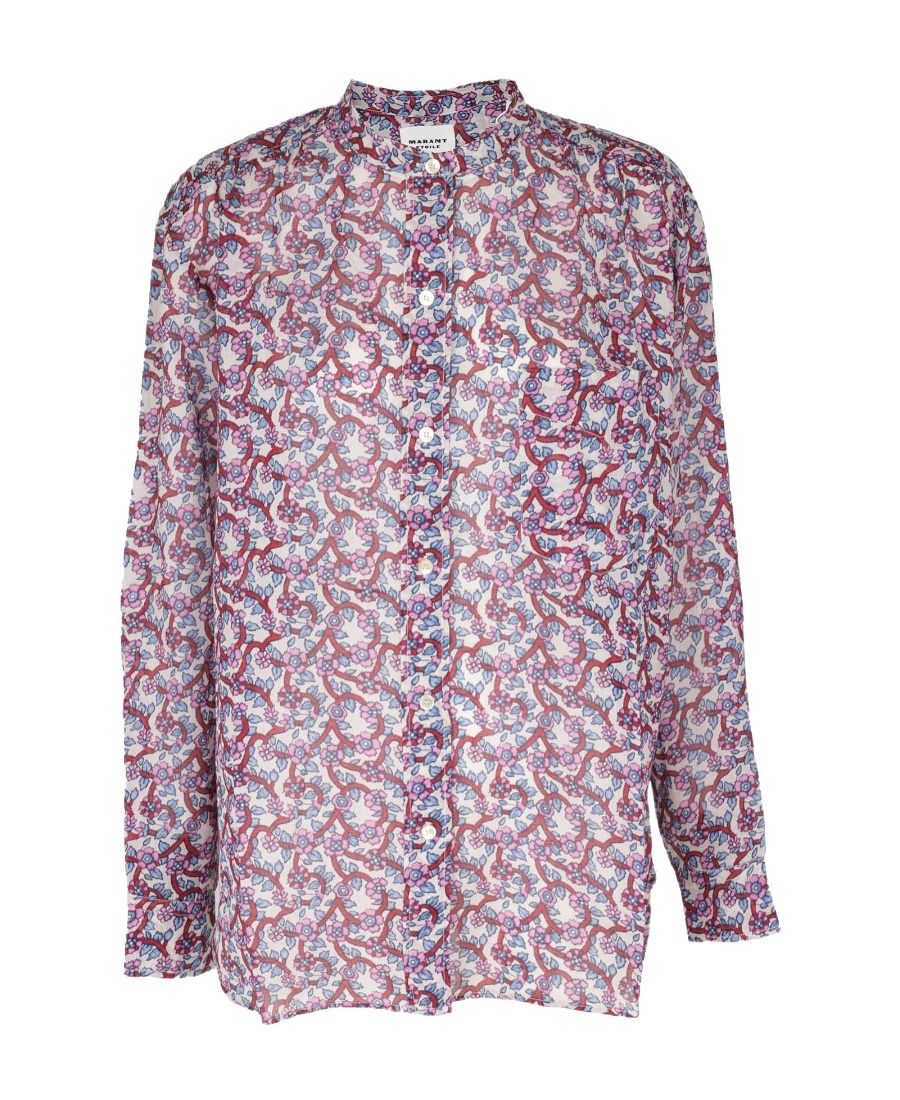 Shop Isabel Marant Étoile Floral-print Organic Cotton Shirt In Purple
