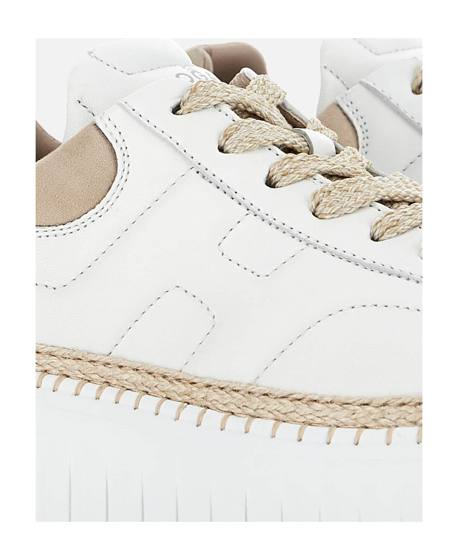 Hogan Leather H-stripes Platform Sneakers In White