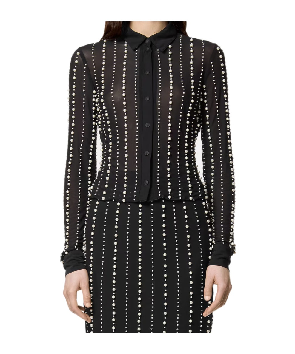 Versace Jeans Faux-pearl Shirt In Black