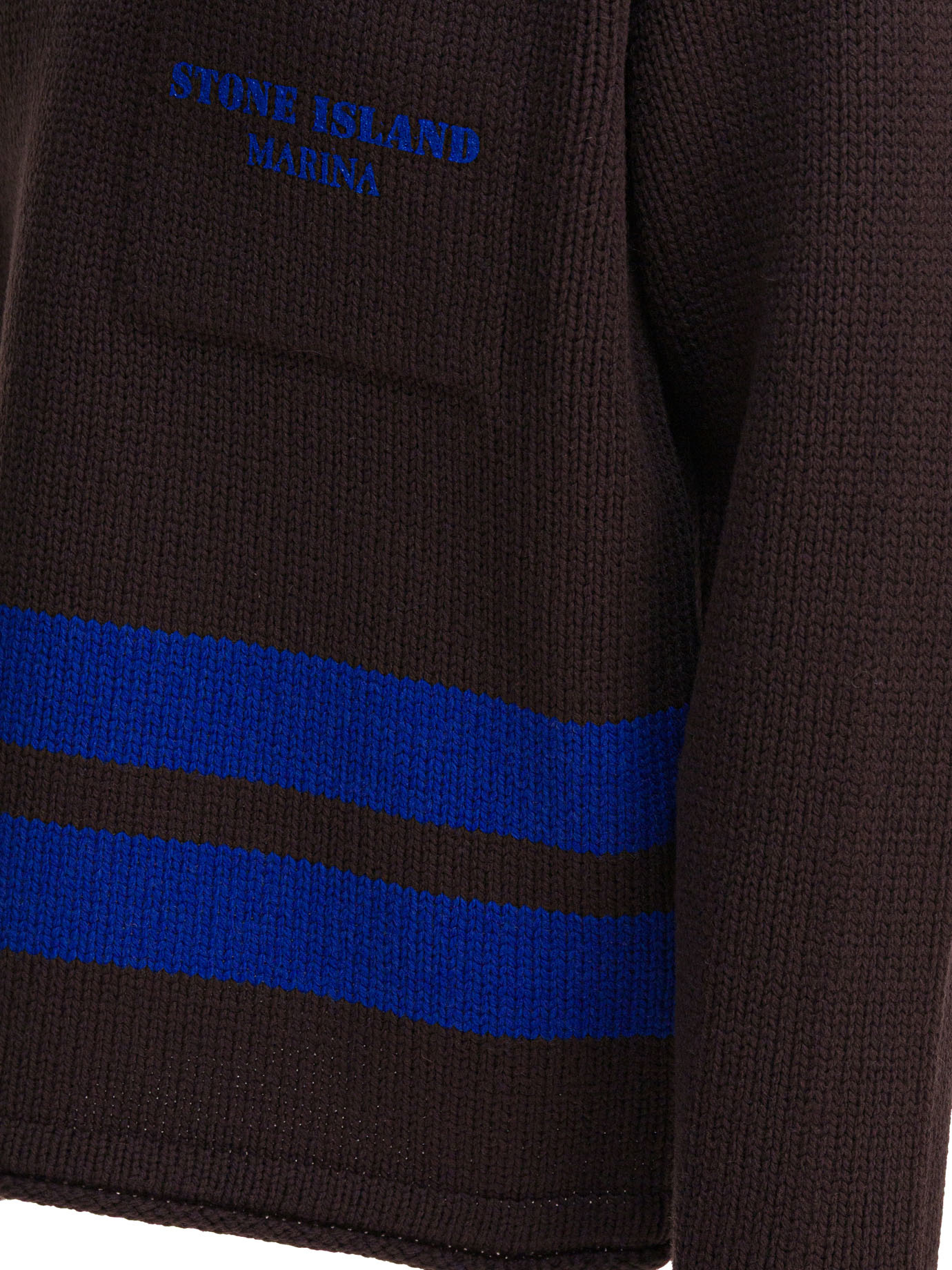 Stone Island Pocket-detail Striped Sweater In Brown