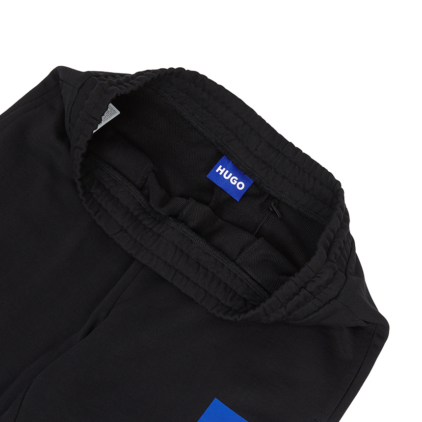Hugo Boss Cotton-terry Tracksuit Bottoms With Logo Print In Black