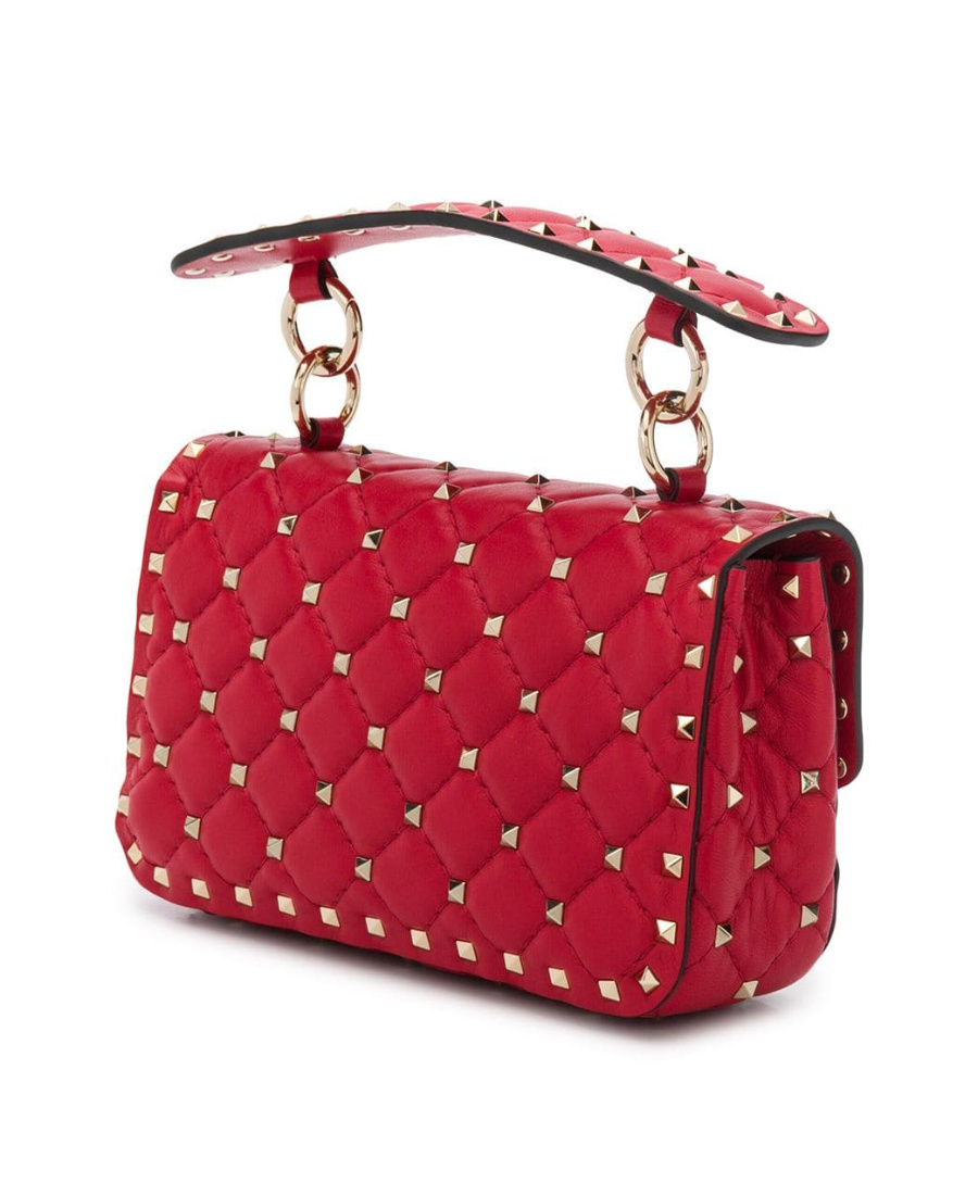 Valentino Rockstud Spike Small Leather Shoulder Bag In Red