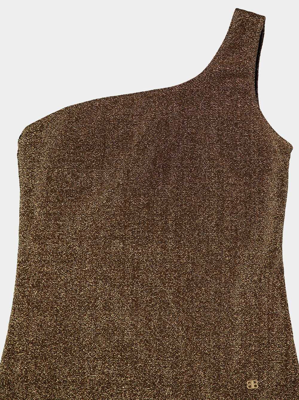 Balenciaga Swimsuit One Shoulder Lurex One Piece Swimsuit In Brown