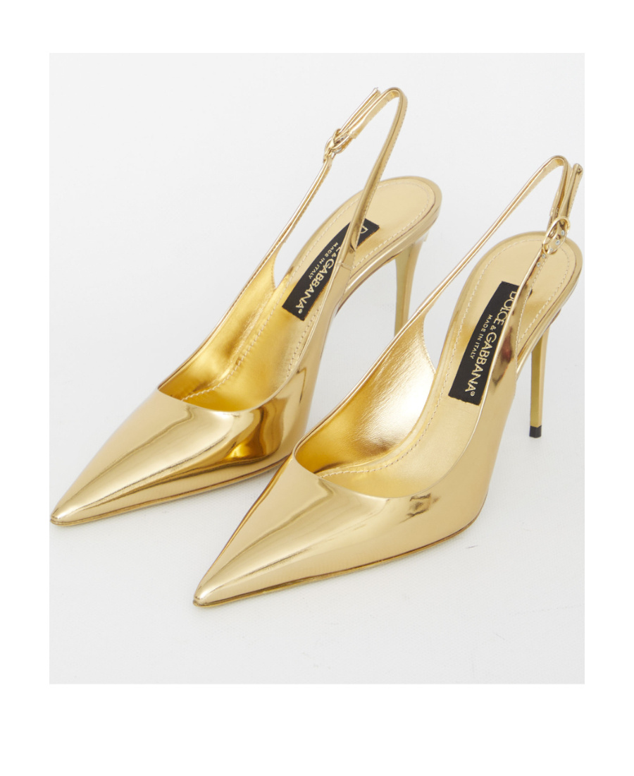 Dolce & Gabbana Laminated Leather Slingback In Nude