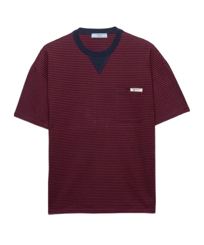 Prada Oversized Striped Jersey T-shirt In Burgundy