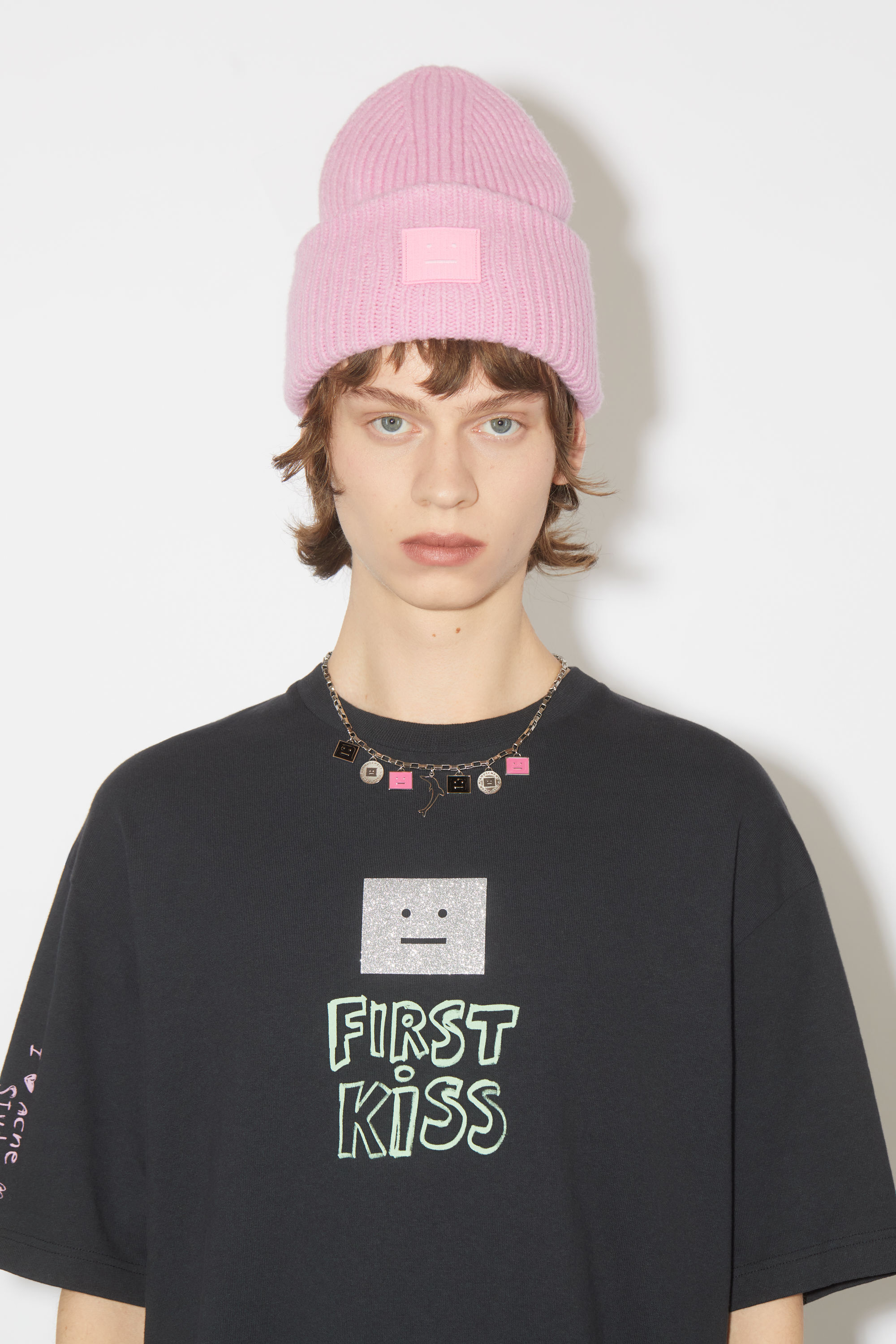 Acne Studios Face-plaque Cable-link Necklace In White