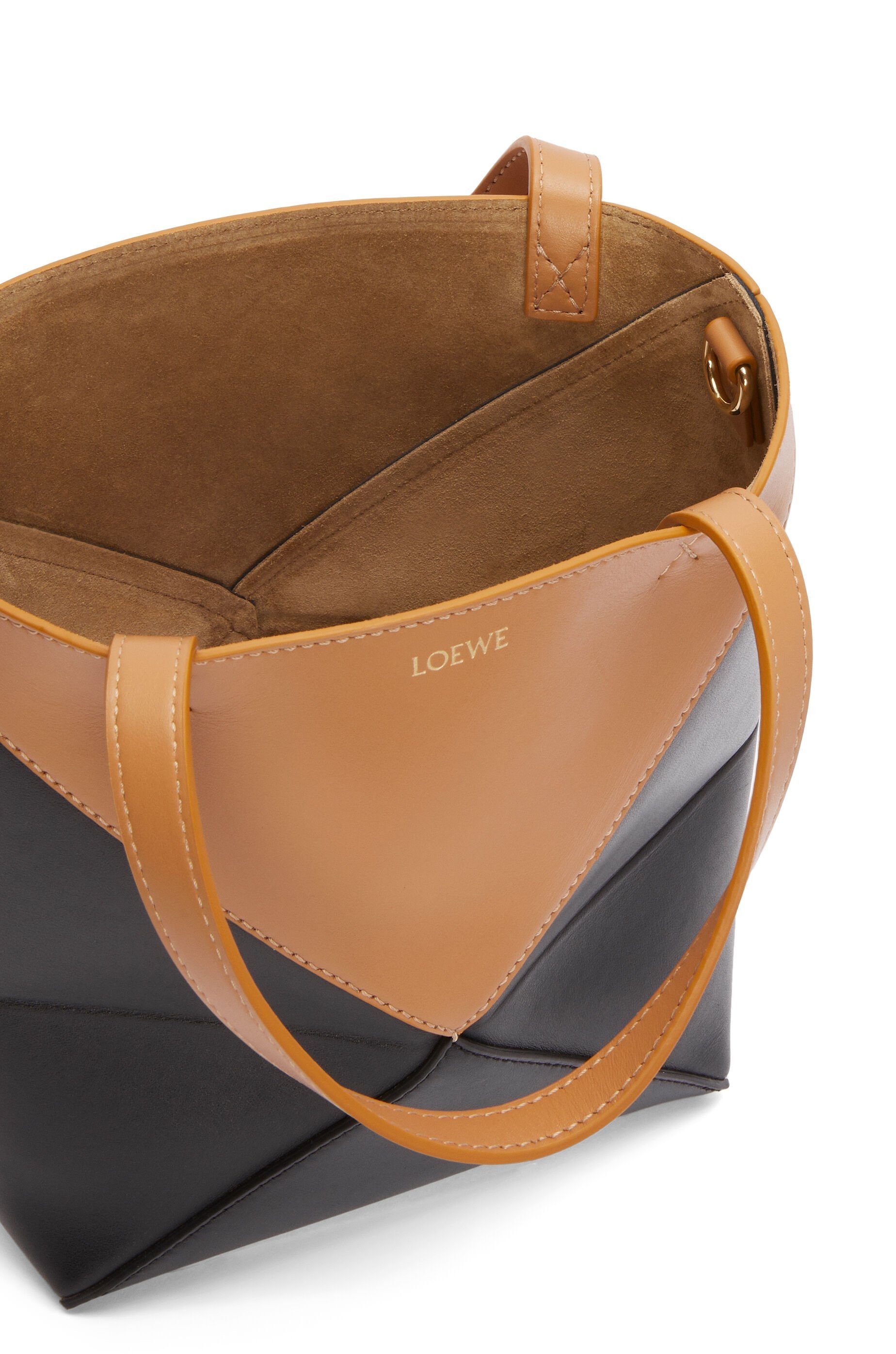 Loewe Mini Desert Tones Geometric Leather Tote In Orange