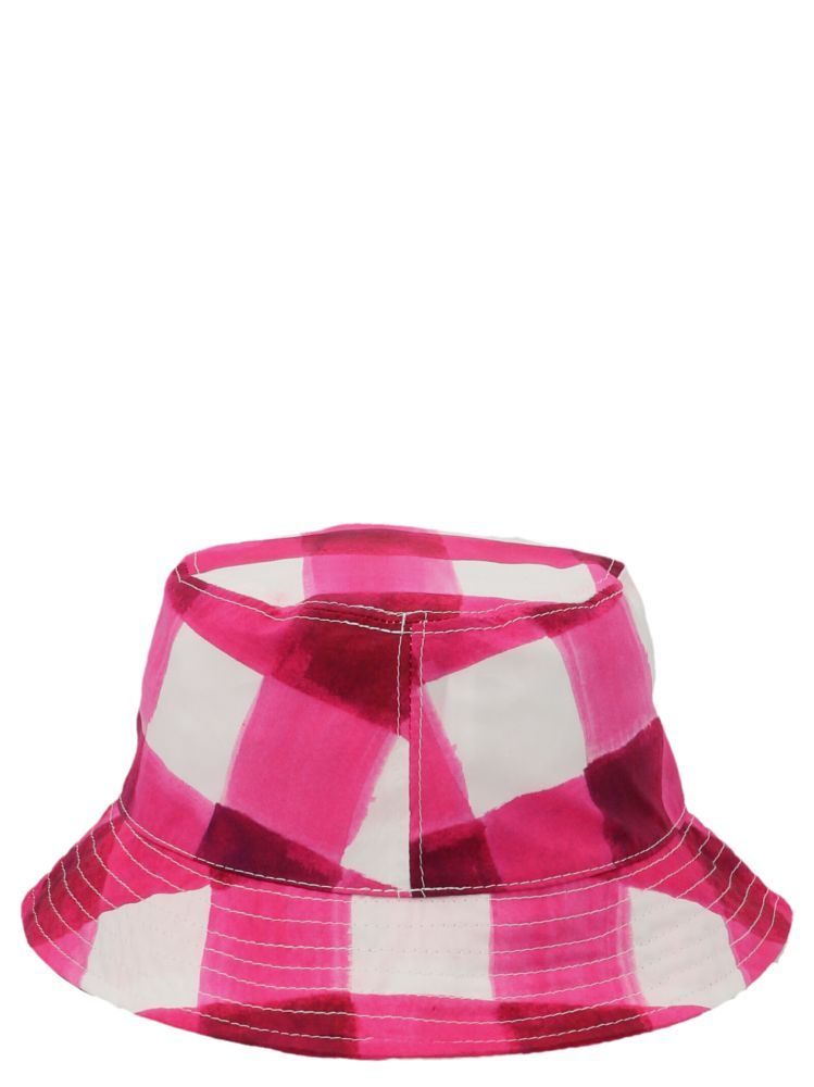 Msgm Gingham-check Bucket Hat In Pink