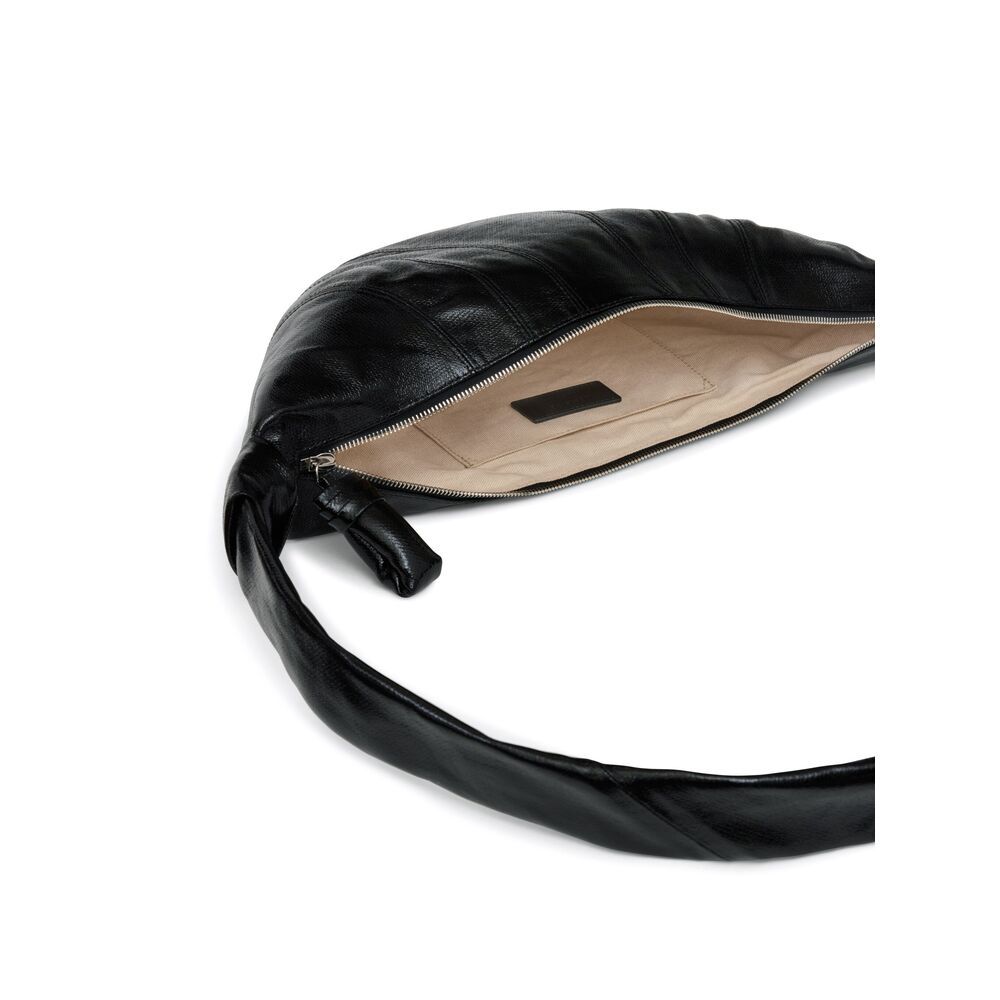 Lemaire Medium Grained Leather Croissant Shoulder Bag In Black