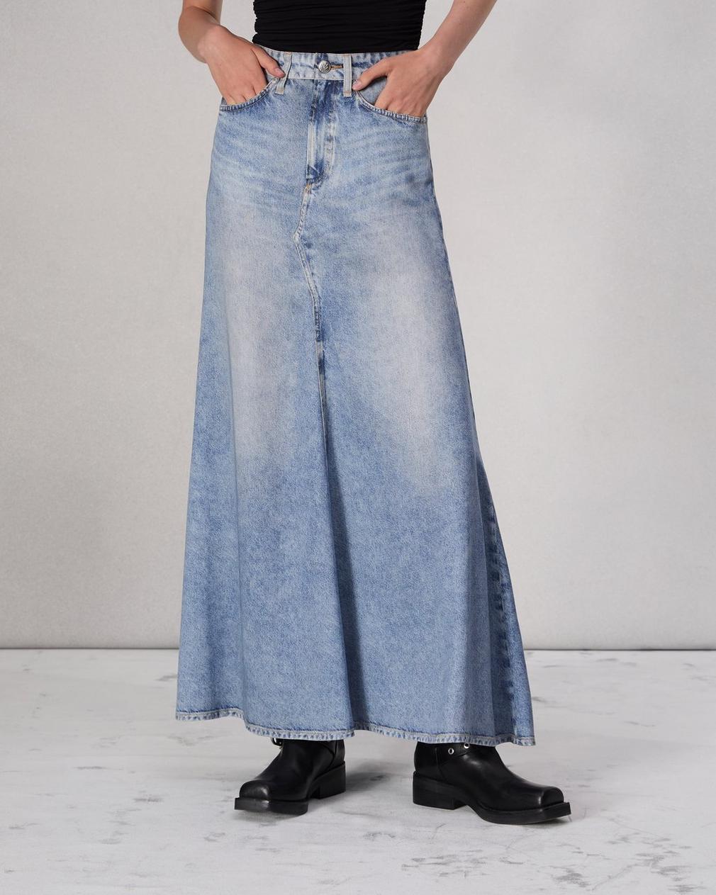 Rag & Bone Belt-loop Skirt In Blue