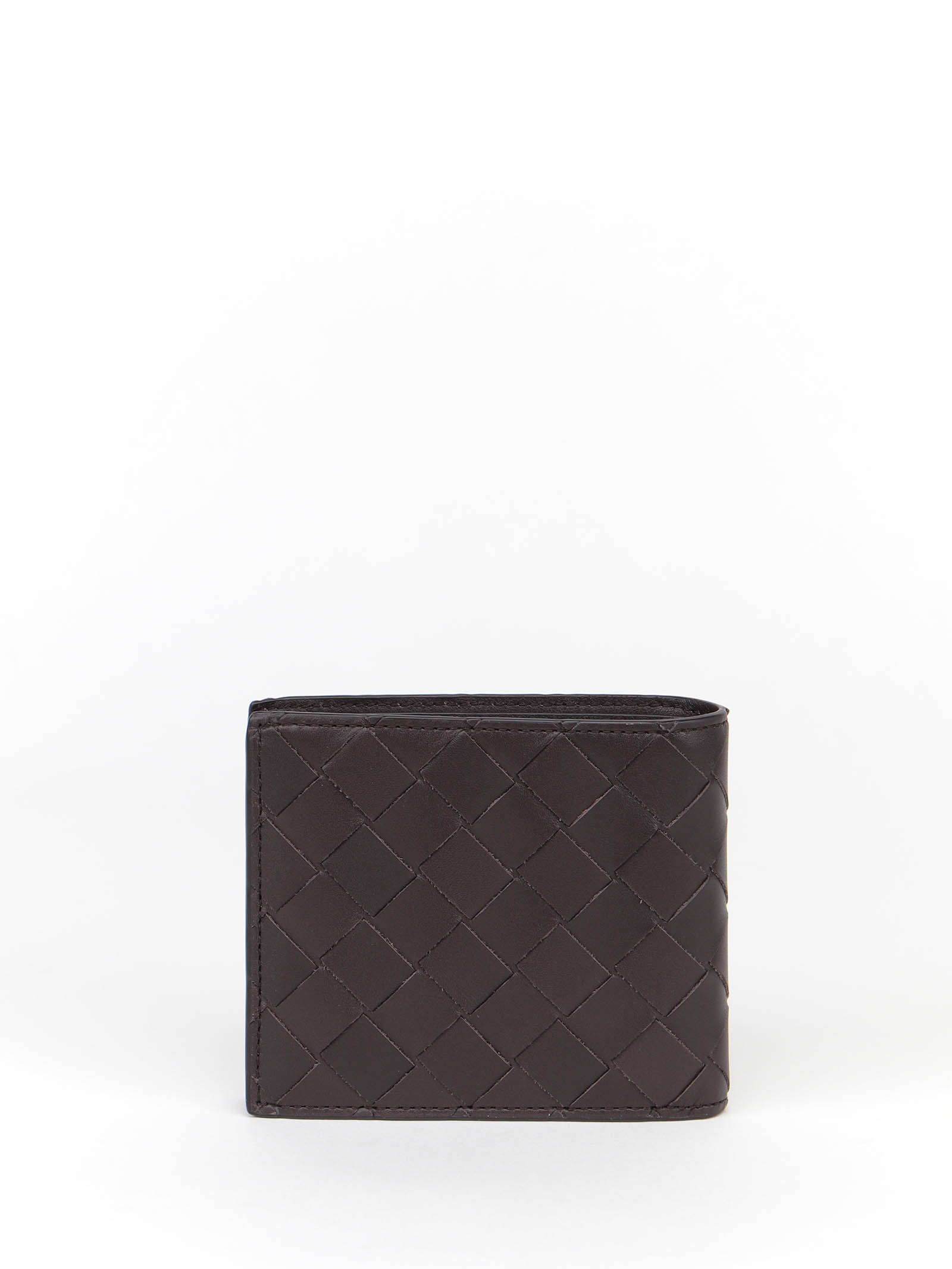 Bottega Veneta Men Leather Wallet With Intrecciato Motif In Black