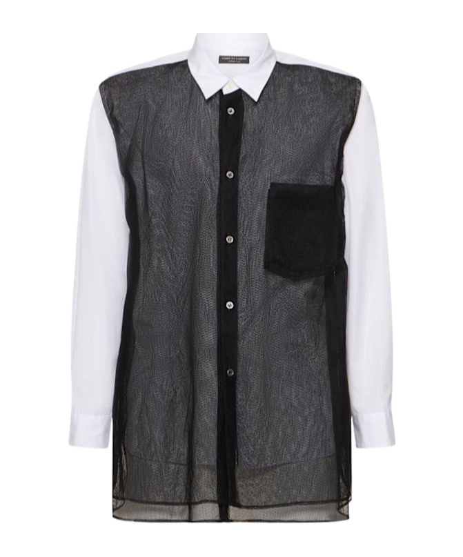 Comme Des Garçons Sheer Overlay Shirt Chest Pocket Detail