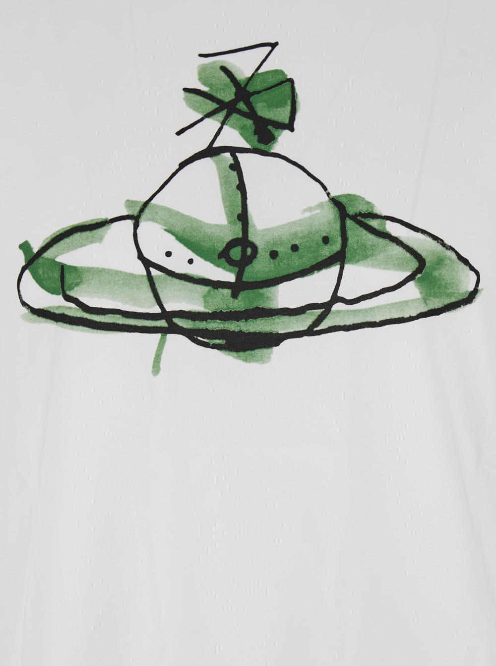 Vivienne Westwood White Crew Neck Top With Orb Print On The Front In Cotton Man In Yellow