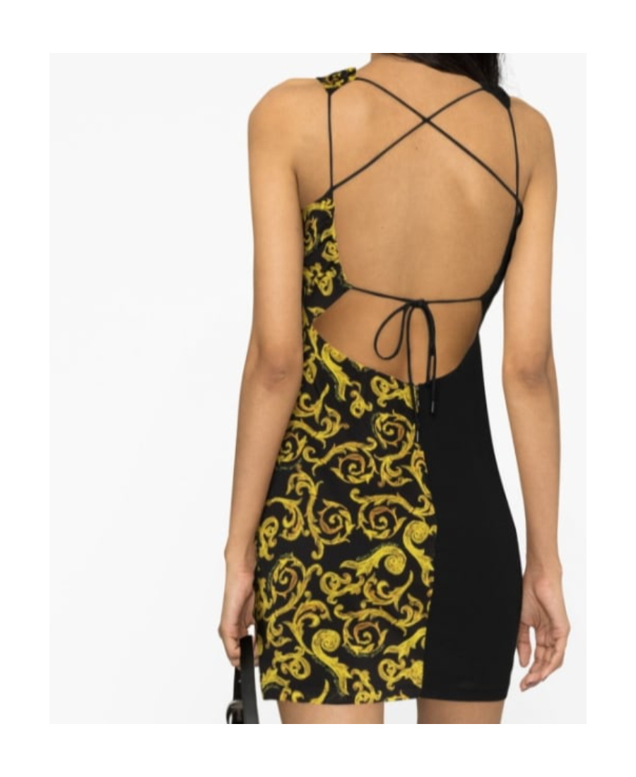 Versace Jeans Sketch Couture-print Minidress In Black