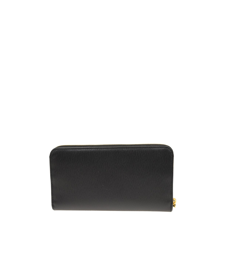 Prada Leather Logo Wallet In Black