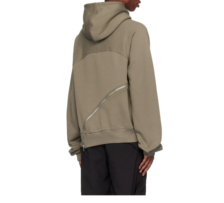 Heliot Emil Khaki Sequence Zip Hoodie In Gray