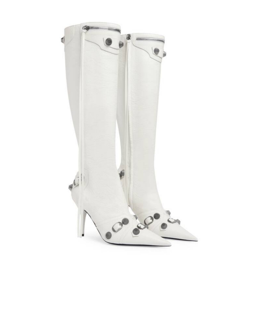 Balenciaga Cagole Knee High Boot In White