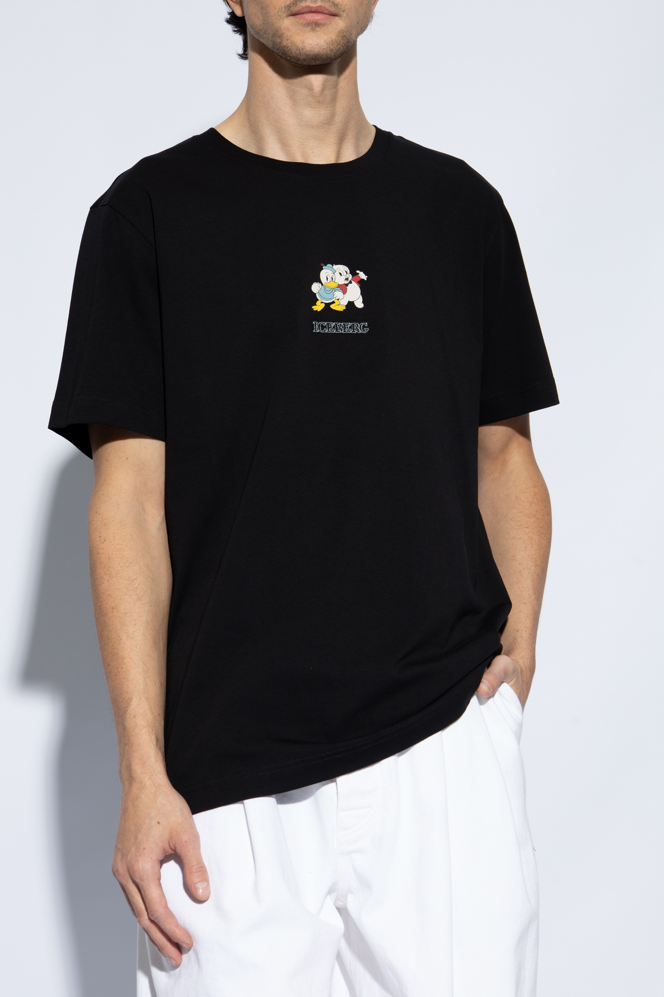 Iceberg T-shirt With Round Neck And Short Sleeves In Black
