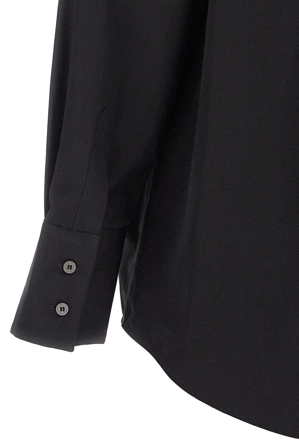 Fabiana Filippi Cotton Poplin Shirt With Knotted Lace Collar In Black
