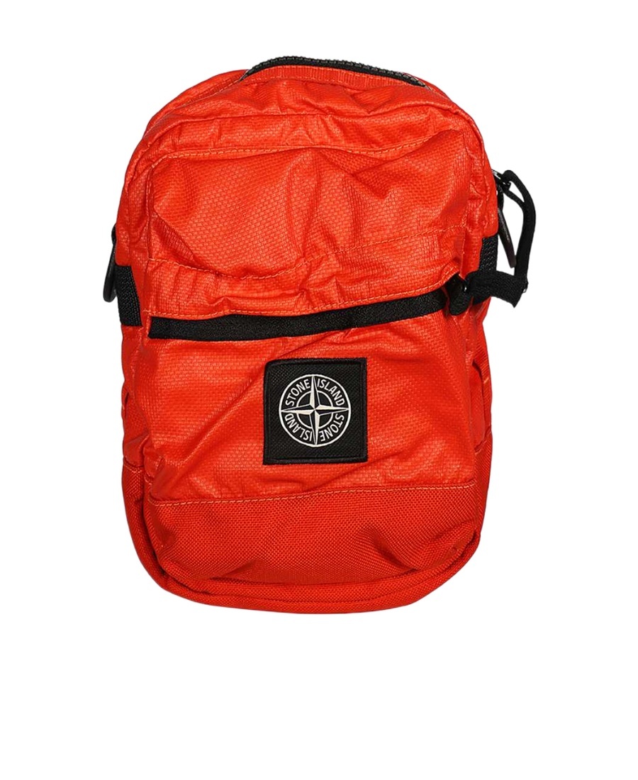 Stone Island Logo-patch Coated-cotton Messenger Bag In Red