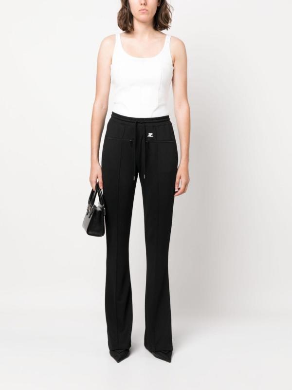 Shop Courrèges Drawstring Bootcut Track Pants In Black