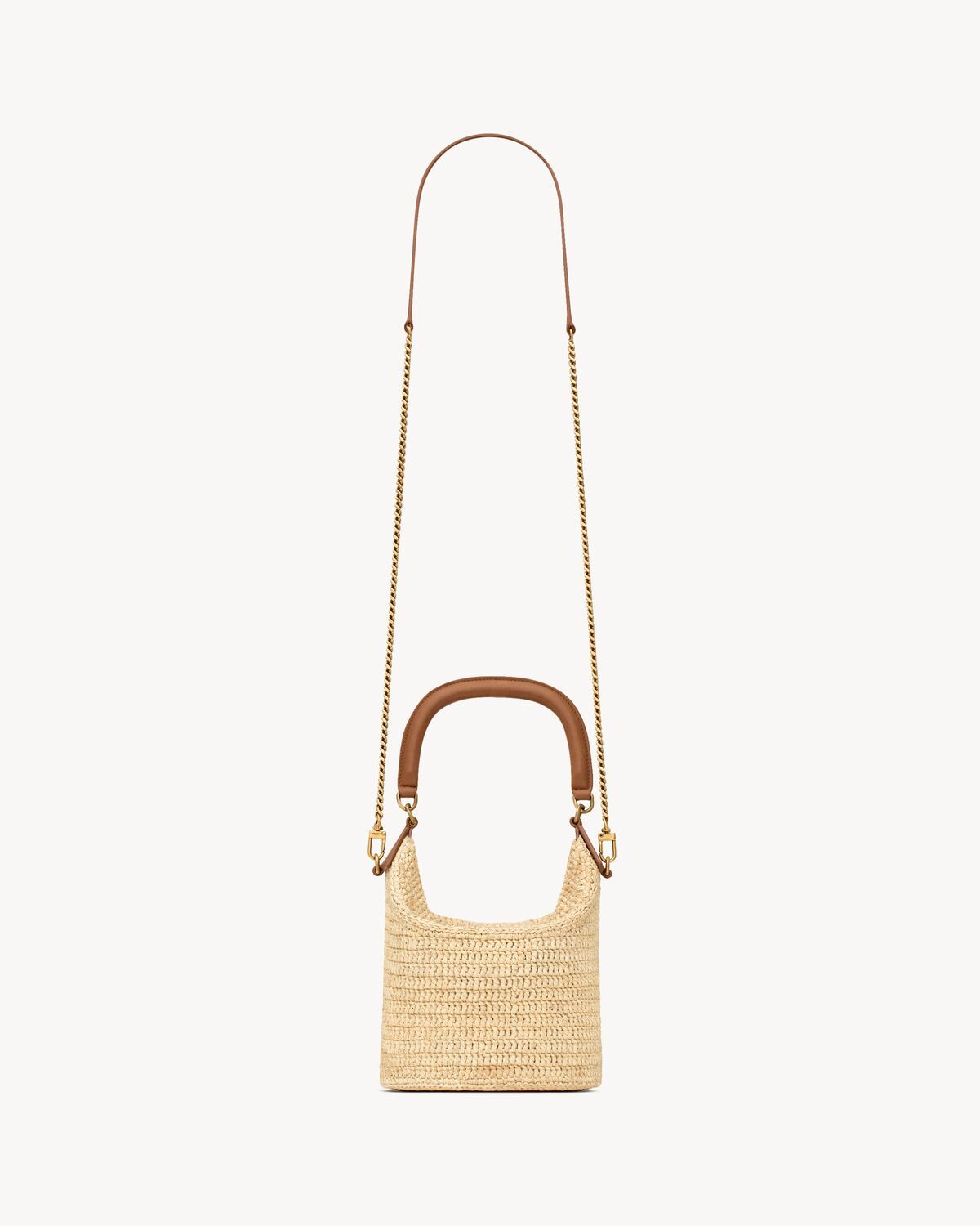 Saint Laurent Gaby Bucket Bag In Raffia In Brown