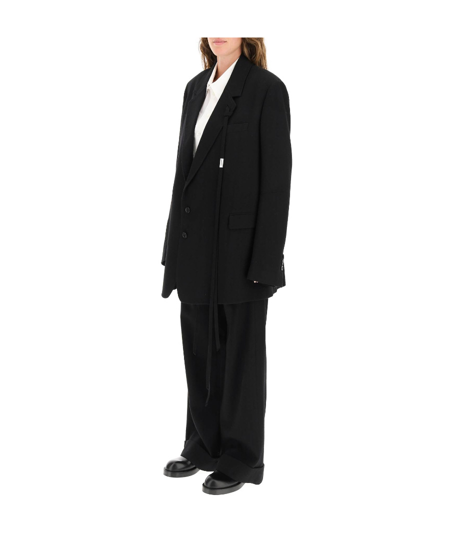 Ann Demeulemeester Pendant Coat With Details In Black