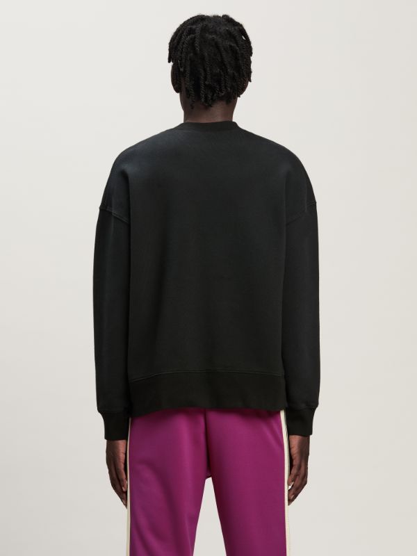 Palm Angels Logo Printed Crewneck Sweatshirt In Black