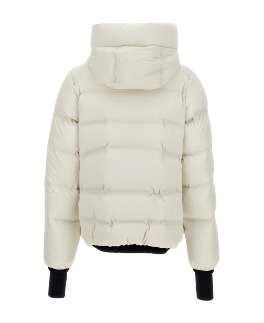 Moncler 'swiss' Quilted Down Jacket With Hood And Ribbed Cuffs In White