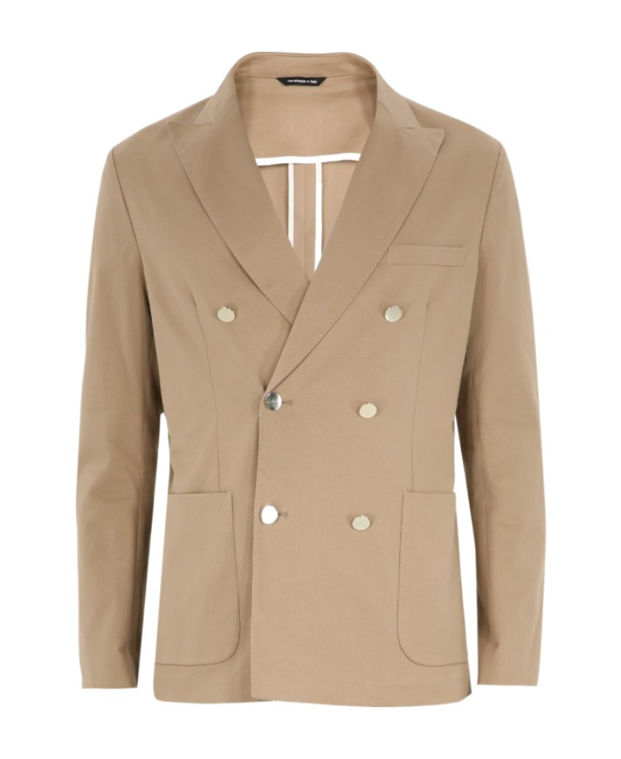 Tonello Double-breasted Cotton Blazer In Nude
