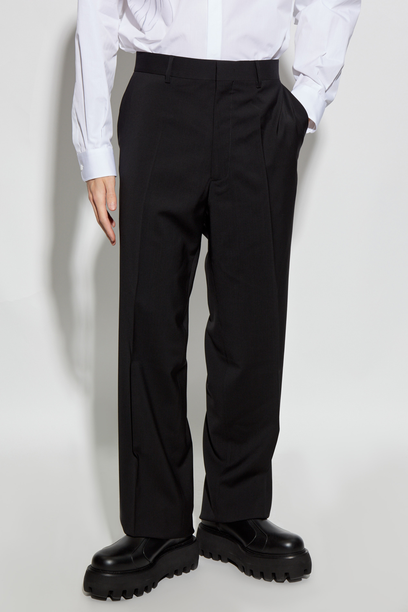 Moschino Creased Straight Trousers In Black