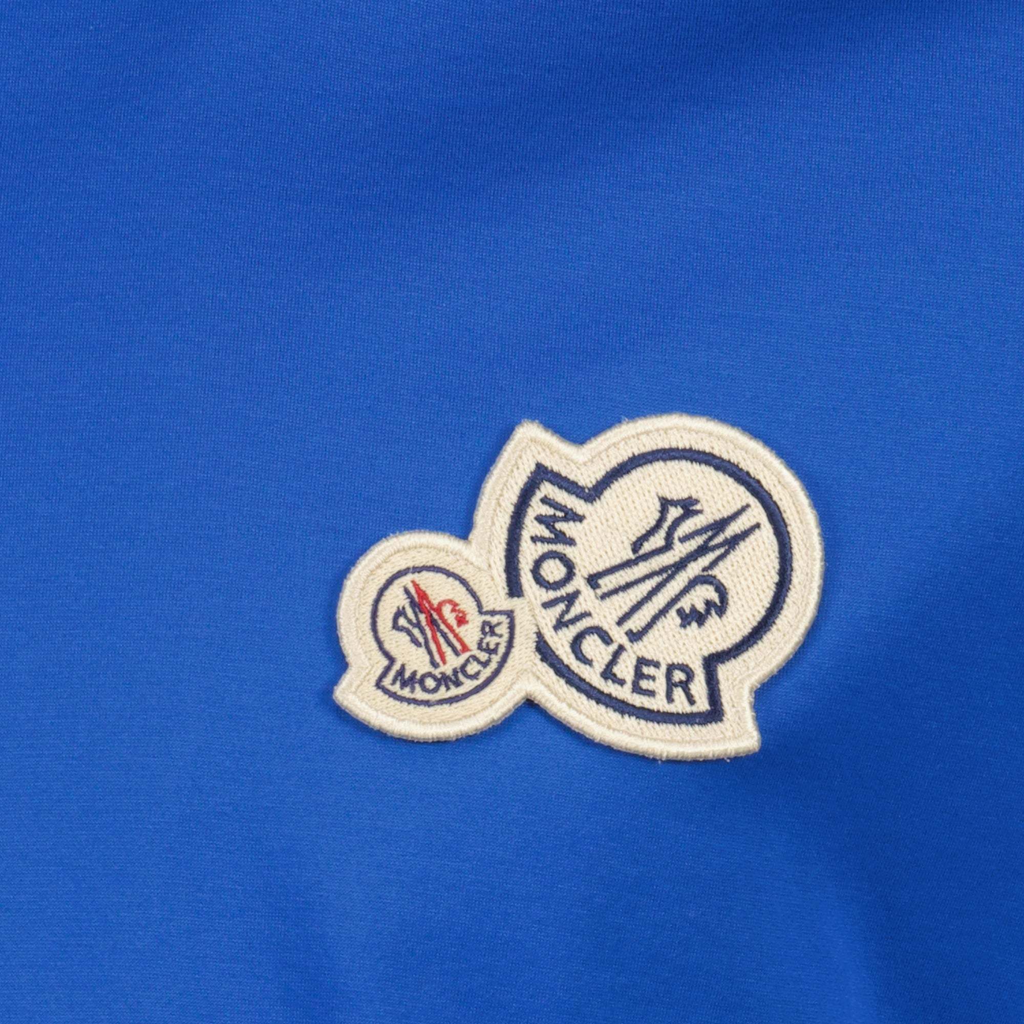 Moncler Double Logo Patch Cotton T-shirt In Blue