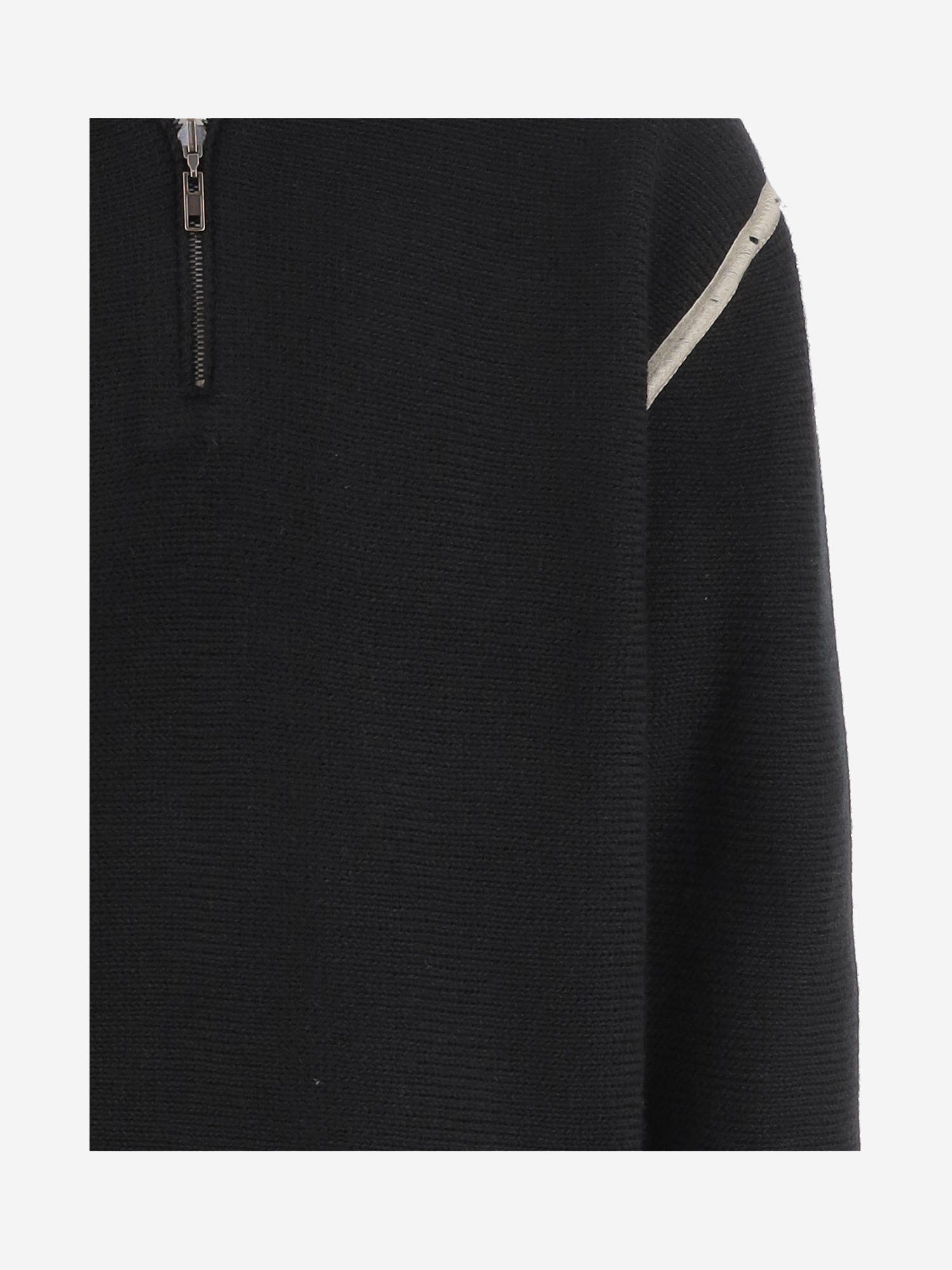 Maison Margiela Elbow Patch Half Zip Wool Pullover In Black