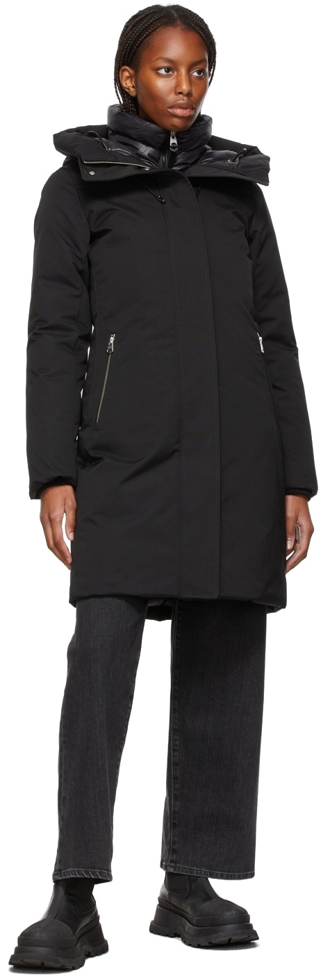 Mackage Padded Down Hooded Coat In Black