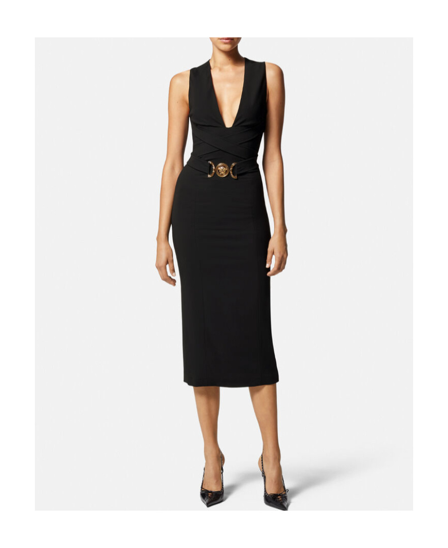 Versace Medusa '95 Black Midi Dress In Black