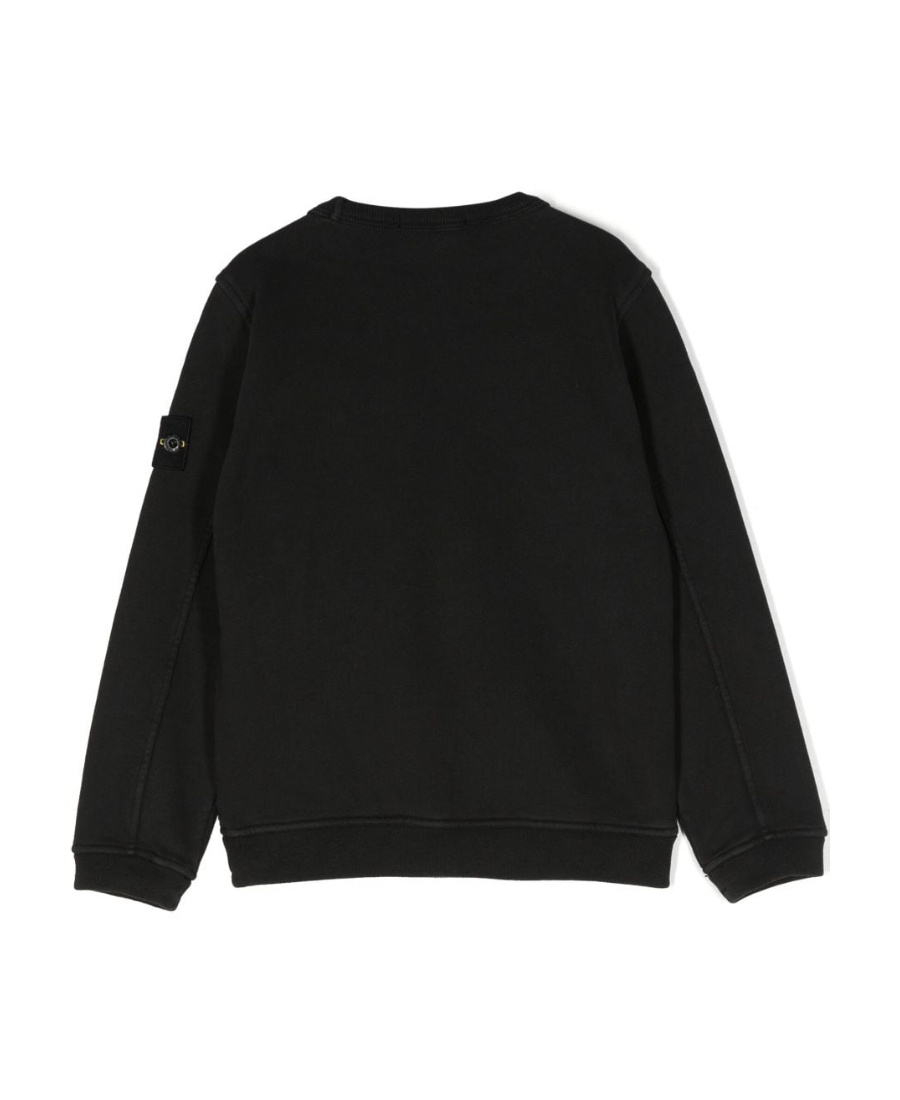 Stone Island Compass-motif Cotton Sweatshirt In Black