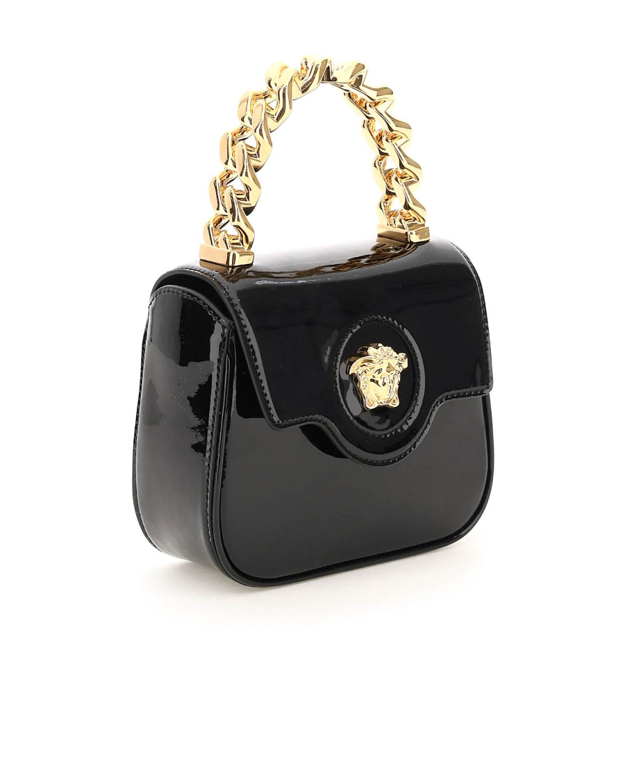 Versace La Medusa Leather Mini Bag In Black