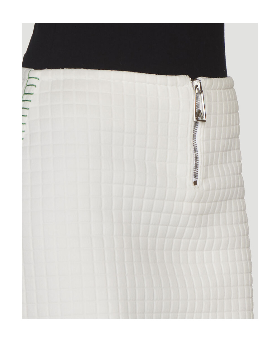Bottega Veneta Contrast Stitching Mini Skirt In White