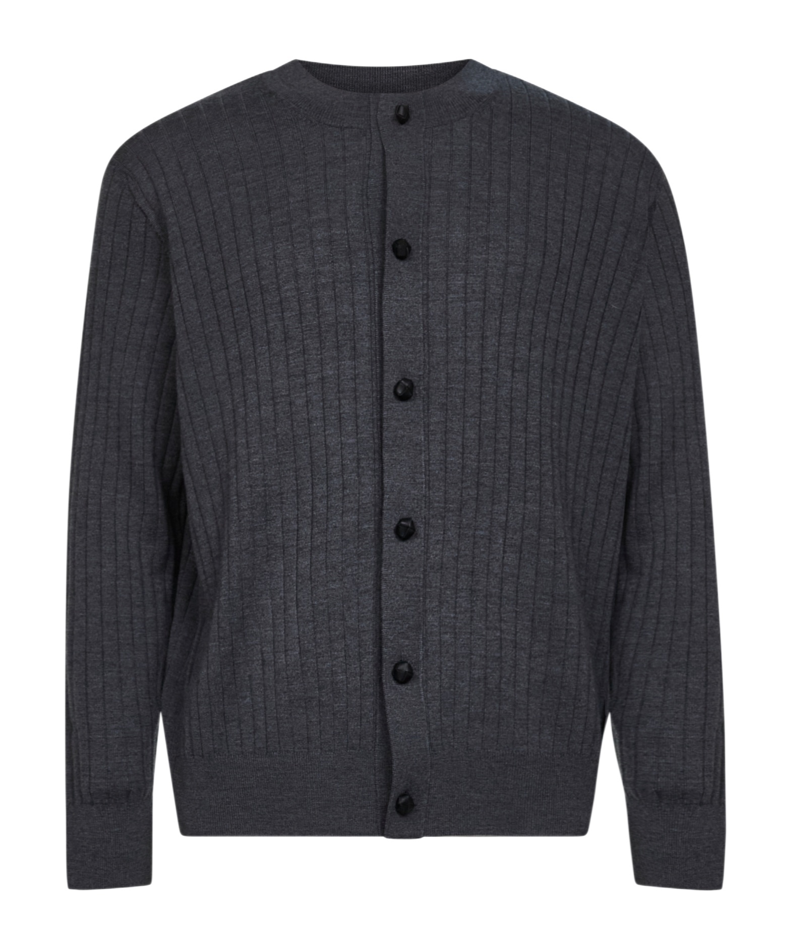 Bottega Veneta Grey Crewneck Cardigan With Front Button Closure And Ribbed Knit In Wool Man In Gray