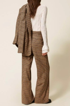 Twinset Checked Button-fastening Trousers In Brown