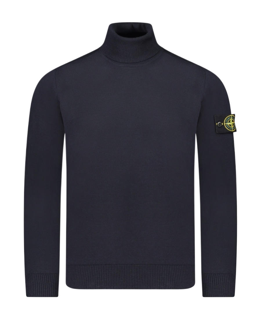 Stone Island Compass Logo Turtleneck Sweater In Blue