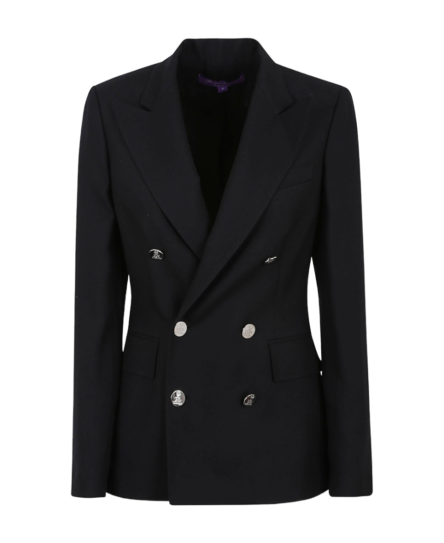 Ralph Lauren Double-breasted Long-sleeved Blazer In Black