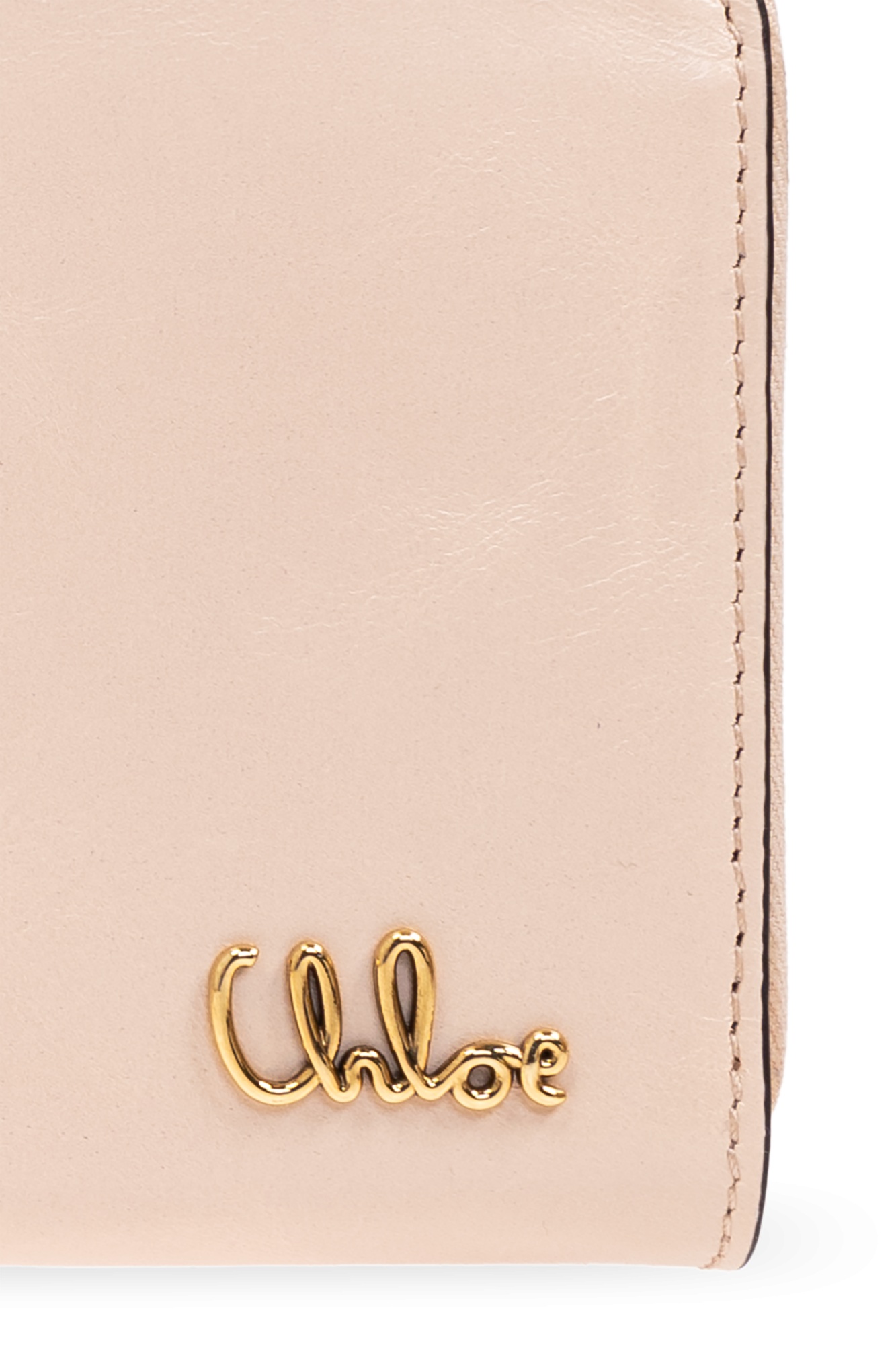 Chloé Iconic Logo Zip-around Leather Wallet In Pink