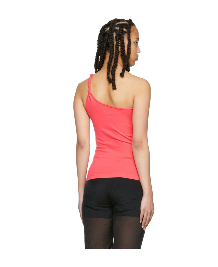 Helmut Lang Twisted One-shoulder Tank Top In Pink