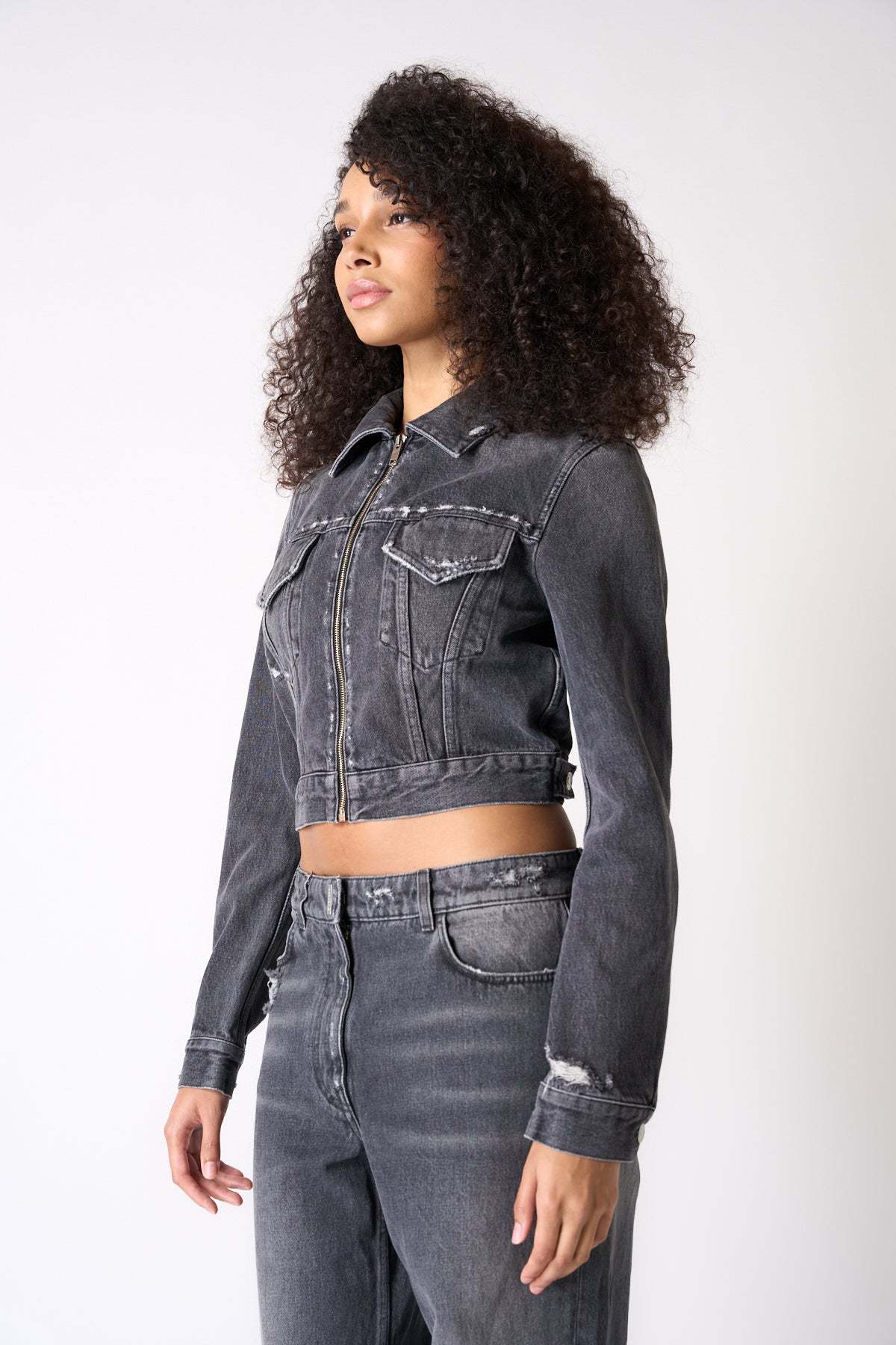 Givenchy Cropped Denim Jacket In Black
