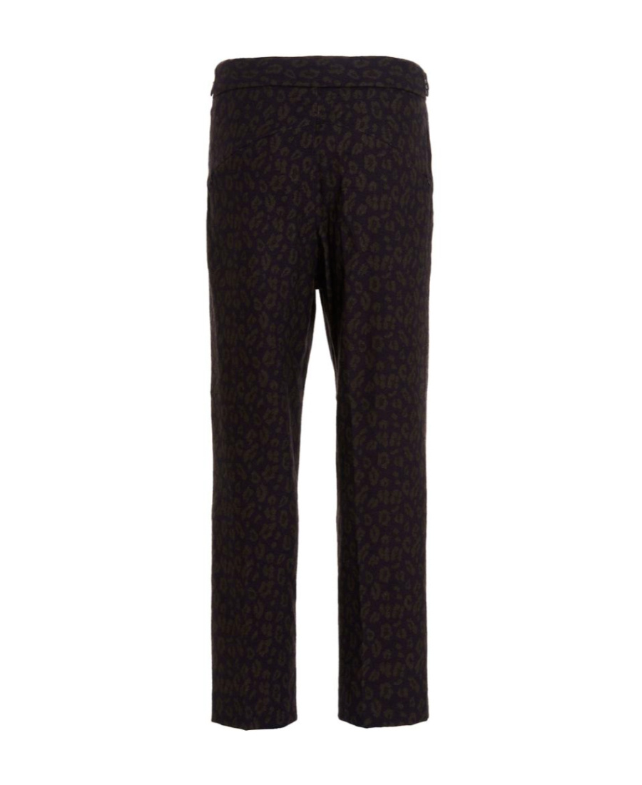 Needle & Thread Leopard Print Jacquard Pattern Casual Pants In Black